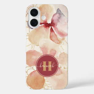 Rustikaler Gold-Blush-Wasserfarben-Blumenstrauß iPhone 16 Hülle
