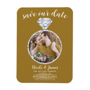 Rustikaler Gold-Diamantring Bling Foto Save-the-Da Magnet