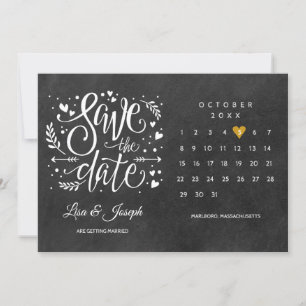 Rustikaler Gold Herz Kalender Save-the-Date Einladung