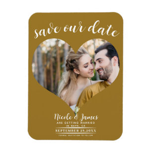 Rustikaler Goldener Herz Foto Hochzeit Terminankün Magnet