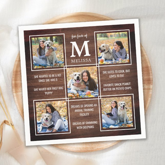 Rustikaler Graduate Fun Fakten Einzigartiges Fotom Serviette (Von Creator hochgeladen)