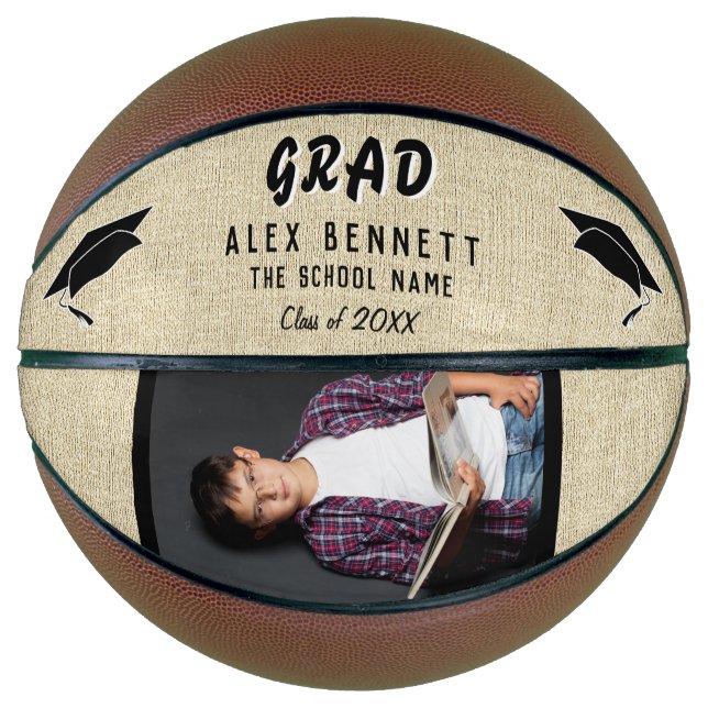 Rustikaler Graduierungsname / Grad Abschluss Foto Basketball (Vorderseite)