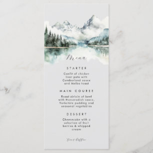 Rustikaler grauer Winterwald Berg Flat Menu Menükarte