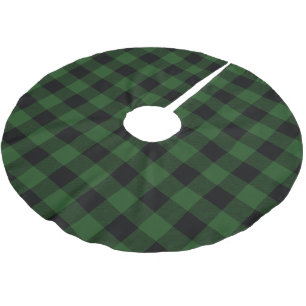 Rustikaler Green und Black Buffalo Karo Kariert Polyester Weihnachtsbaumdecke