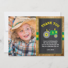 Rustikaler Green & Yellow Traktor Geburtstag Viele Dankeskarte
