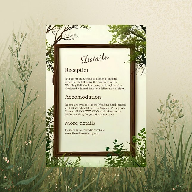 Rustikaler Grünbaum Hochzeit Begleitkarte (Von Creator hochgeladen)