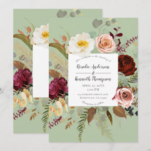 Rustikaler grüner Land-Blumen-Hochzeit Einladung