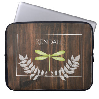 Rustikaler grüner Libelle Personalisierter Laptop- Laptopschutzhülle