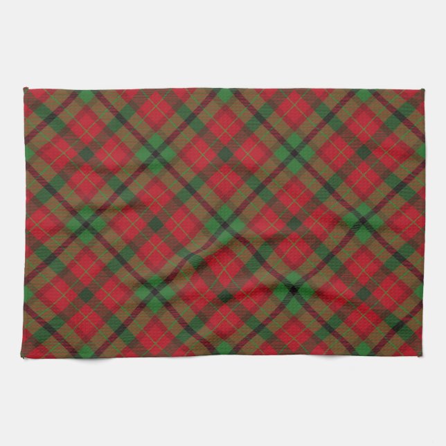 Rustikaler grüner roter WeihnachtsfeiertagTartan Küchentuch (Horizontal)