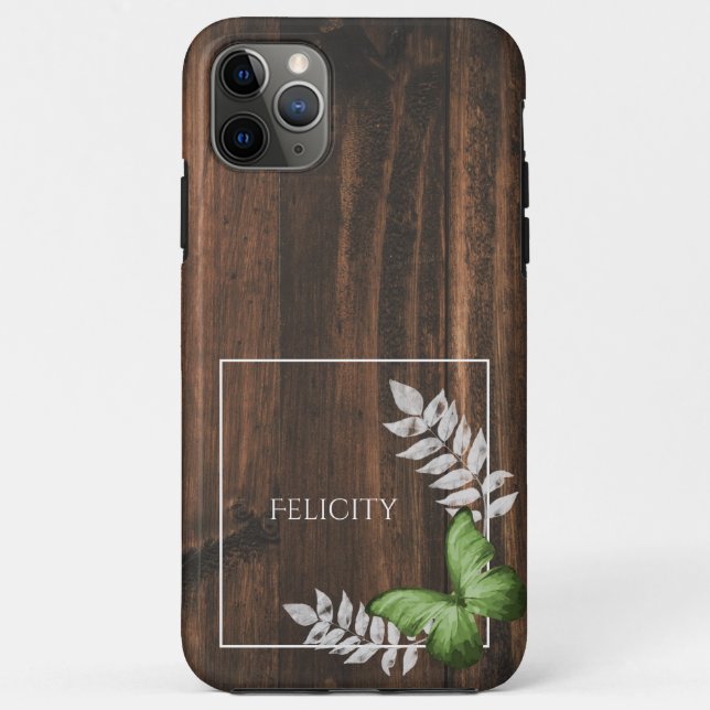 Rustikaler Grüner Schmetterling Case-Mate iPhone Hülle (Rückseite)