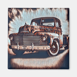 Rustikaler Grunge Truck - Eine Vintage Schönheit Magnet