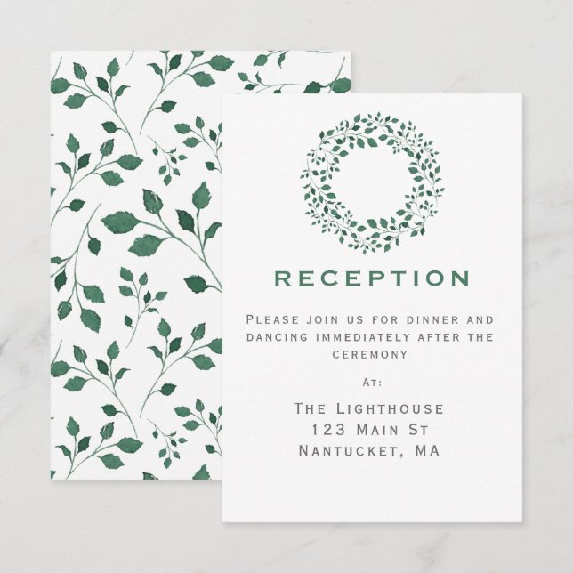 Rustikaler Grünkranz | Hochzeitsempfang Einladung (Vorne/Hinten)