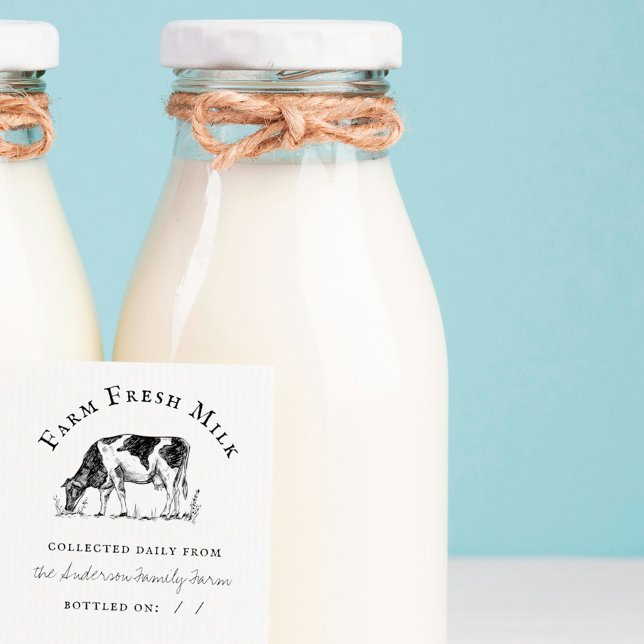 Rustikaler handgezeichnet Kuhzüchter Frische Milch Gummistempel (Von Creator hochgeladen)