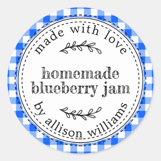 Rustikaler hausgemachte Blueberry Jam Bright Blue  Runder Aufkleber (Vorderseite)
