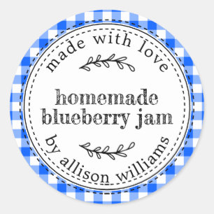 Rustikaler hausgemachte Blueberry Jam Bright Blue  Runder Aufkleber