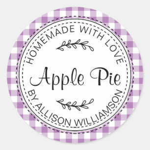 Rustikaler, hausgemachter Apple Pie Lavender Lila Runder Aufkleber