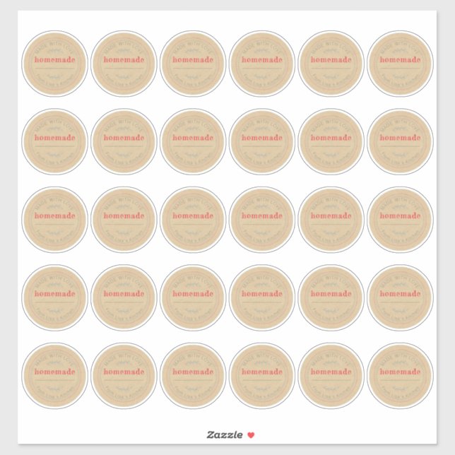 Rustikaler, hausgemachter Jam Can Kraft Papier 2 Z Aufkleber (Blatt)