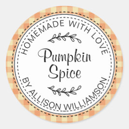 Rustikaler hausgemachter Pumpkin Gewürz Orange Gel Runder Aufkleber