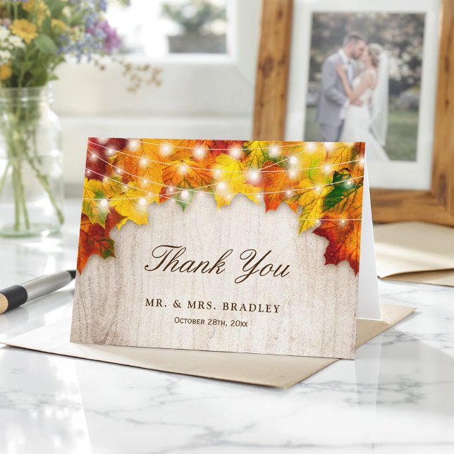 Rustikaler Herbst belästigt String Lights Vielen D Dankeskarte (Von Creator hochgeladen)