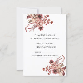 Rustikaler Herbst blüht Wasserfarbe RSVP Karte