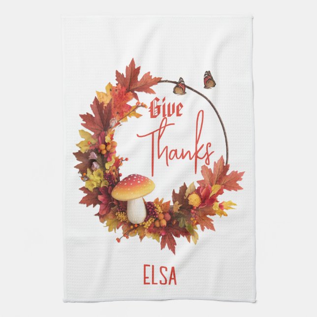 Rustikaler Herbst Danke Geschirrtuch (Vertikal)