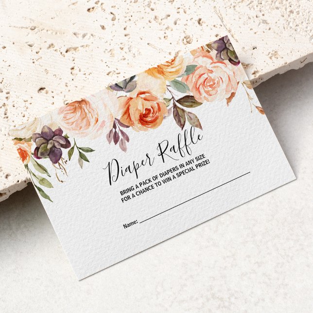 Rustikaler Herbst Elegantes florales Windeln Raffl Begleitkarte (Von Creator hochgeladen)
