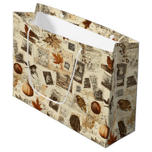 Rustikaler Herbst-Ephemerenkollage   Warm Earthy Große Geschenktüte