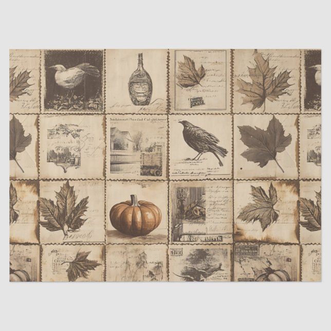 Rustikaler Herbst-Ephemerenkollage | Warm Earthy ( Seidenpapier (Vorderseite)