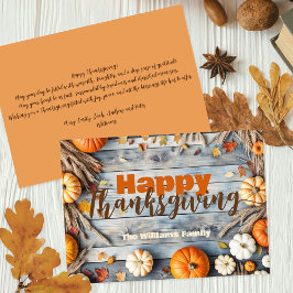 Rustikaler Herbst-Erntedank Feiertagskarte