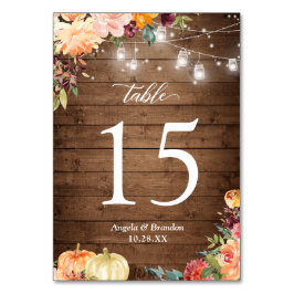 Rustikaler Herbst floraler Mason Jar Lights Hochze Tischnummer