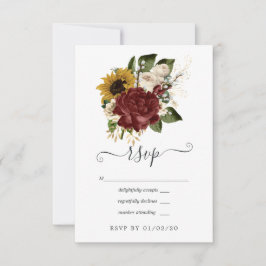 Rustikaler Herbst - Herbst Blumenhochzeit RSVP Karte