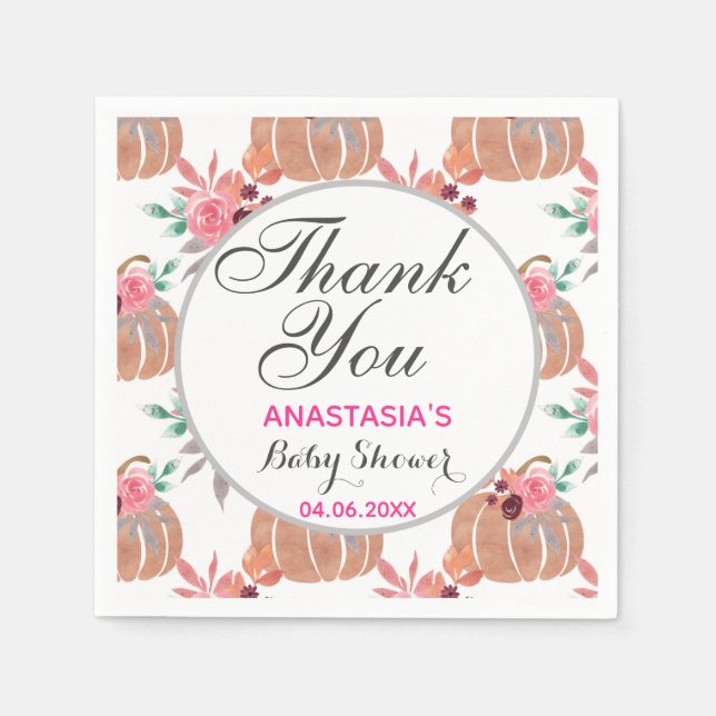 Rustikaler Herbst Herbst Danke Babydusche Serviette (Vorderseite)