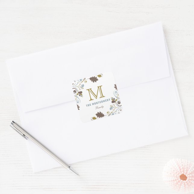 Rustikaler Herbst / Herbstlaub Erntedank Urlaub Quadratischer Aufkleber (Umschlag)