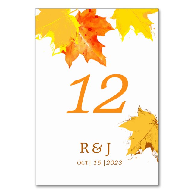 Rustikaler Herbst in Liebe Hochzeitsstimmung Tisch Tischnummer (Rückseite)