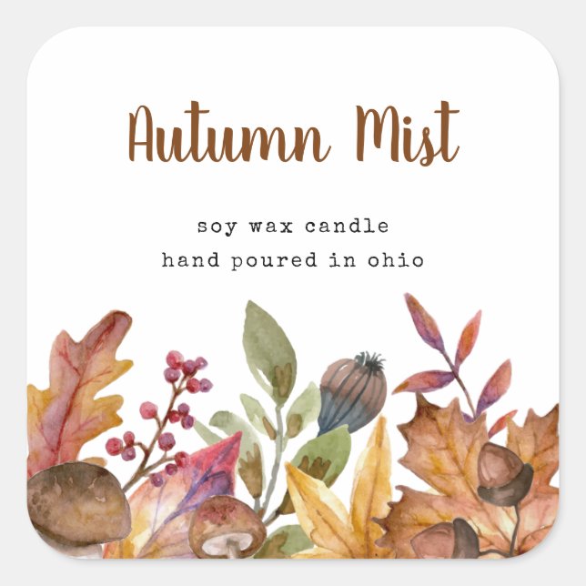 Rustikaler Herbst lässt Kerzenkosmetik zurück Quadratischer Aufkleber (Vorderseite)