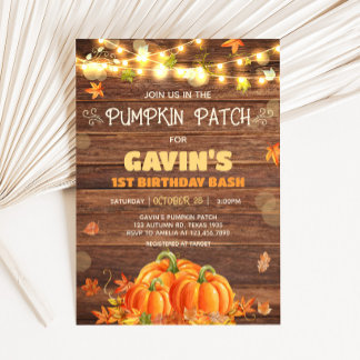 Rustikaler Herbst-Pumpkin-Pflaster zum Geburtstag Einladung