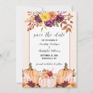 Rustikaler Herbst-Wasserfarben-Blumenbogen-Foto Save The Date