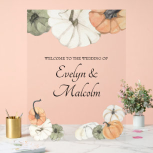 Rustikaler Herbst Weißer Herbst, Orange Pumpkins H Acrylschild