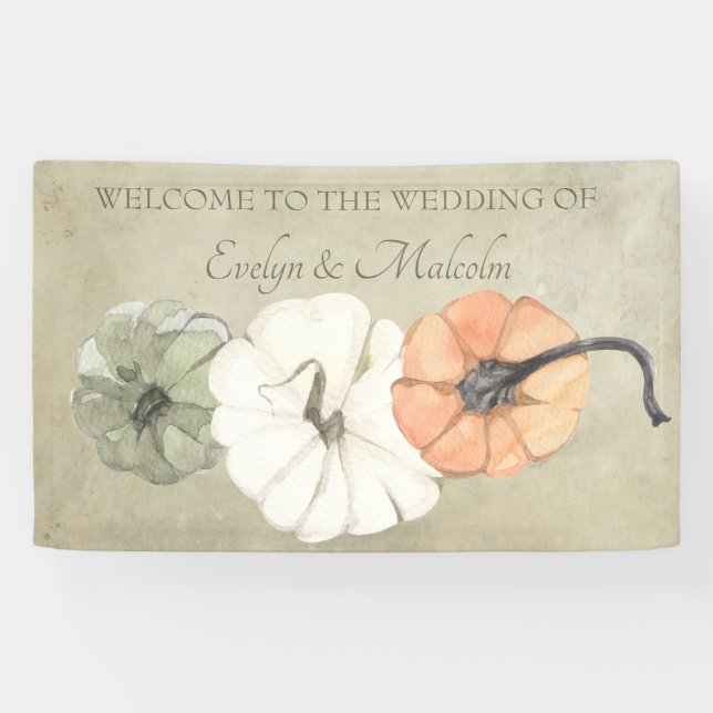 Rustikaler Herbst Weißer Herbst, Orange Pumpkins H Banner (Horizontal)