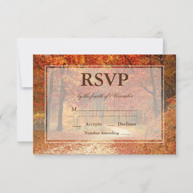 Rustikaler Herbstbaum Hochzeit RSVP Karte (Vorderseite)