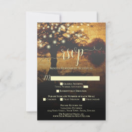 Rustikaler Herbstbaum mit Lichtern Elegante Hochze RSVP Karte