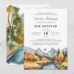 Rustikaler Herbstberg Bar Mitzvah Einladung