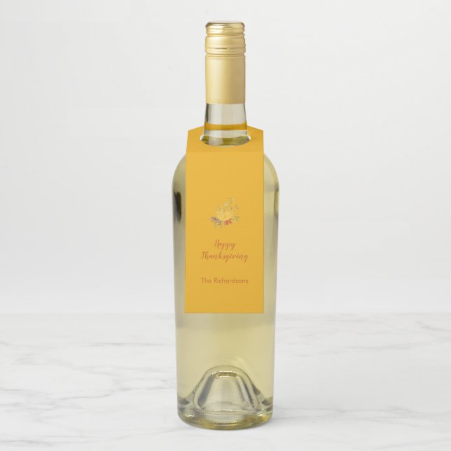 Rustikaler Herbstfall Pumpkin Erntedank Flaschenanhänger (Auf Flasche)