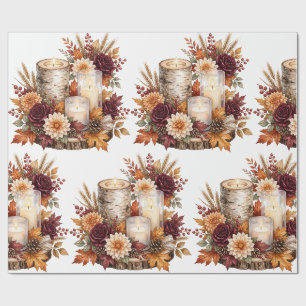 Rustikaler Herbstkerzen-Blumenstrauß Geschenkpapier