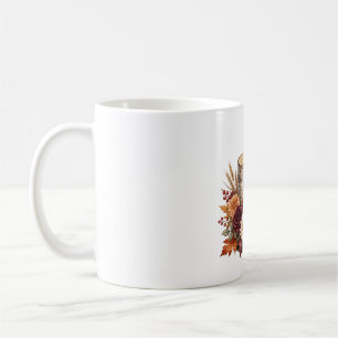 Rustikaler Herbstkerzen-Blumenstrauß Kaffeetasse