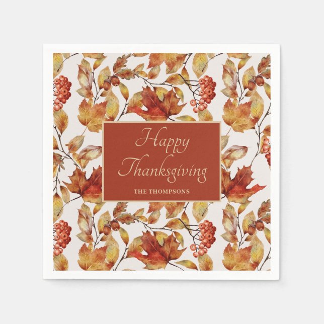 Rustikaler Herbstleaves Erntedank Serviette (Vorderseite)