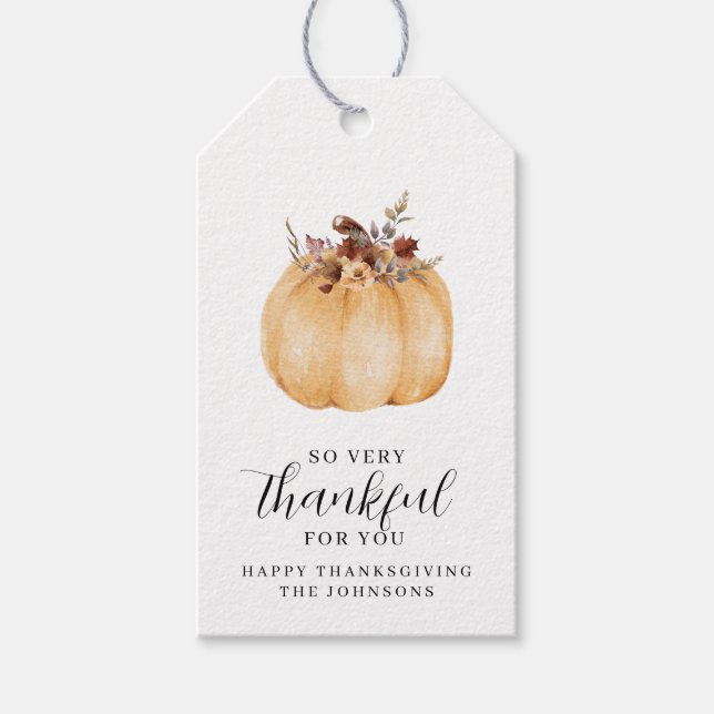 Rustikaler Herbstpumpen Bauernhof Buffalo Karo Geschenkanhänger (Vorderseite)