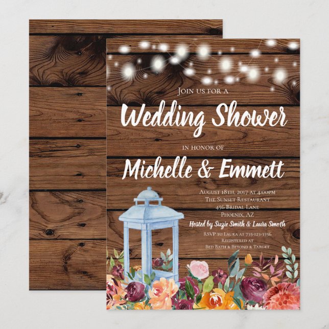 Rustikaler Herbstsonnensegel Polterabend Einladung (Vorne/Hinten)