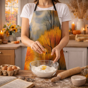 Rustikaler Herbstwald - Aquarell Herbst Schürze