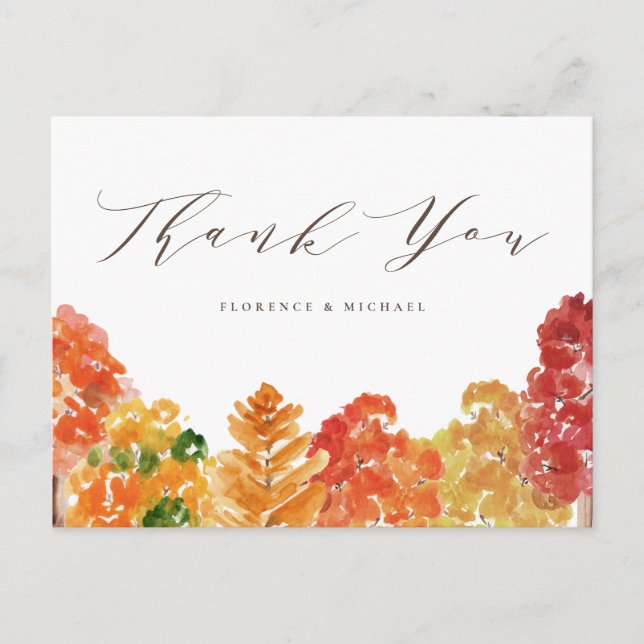 Rustikaler Herbstwald Danke Postkarte (Vorderseite)